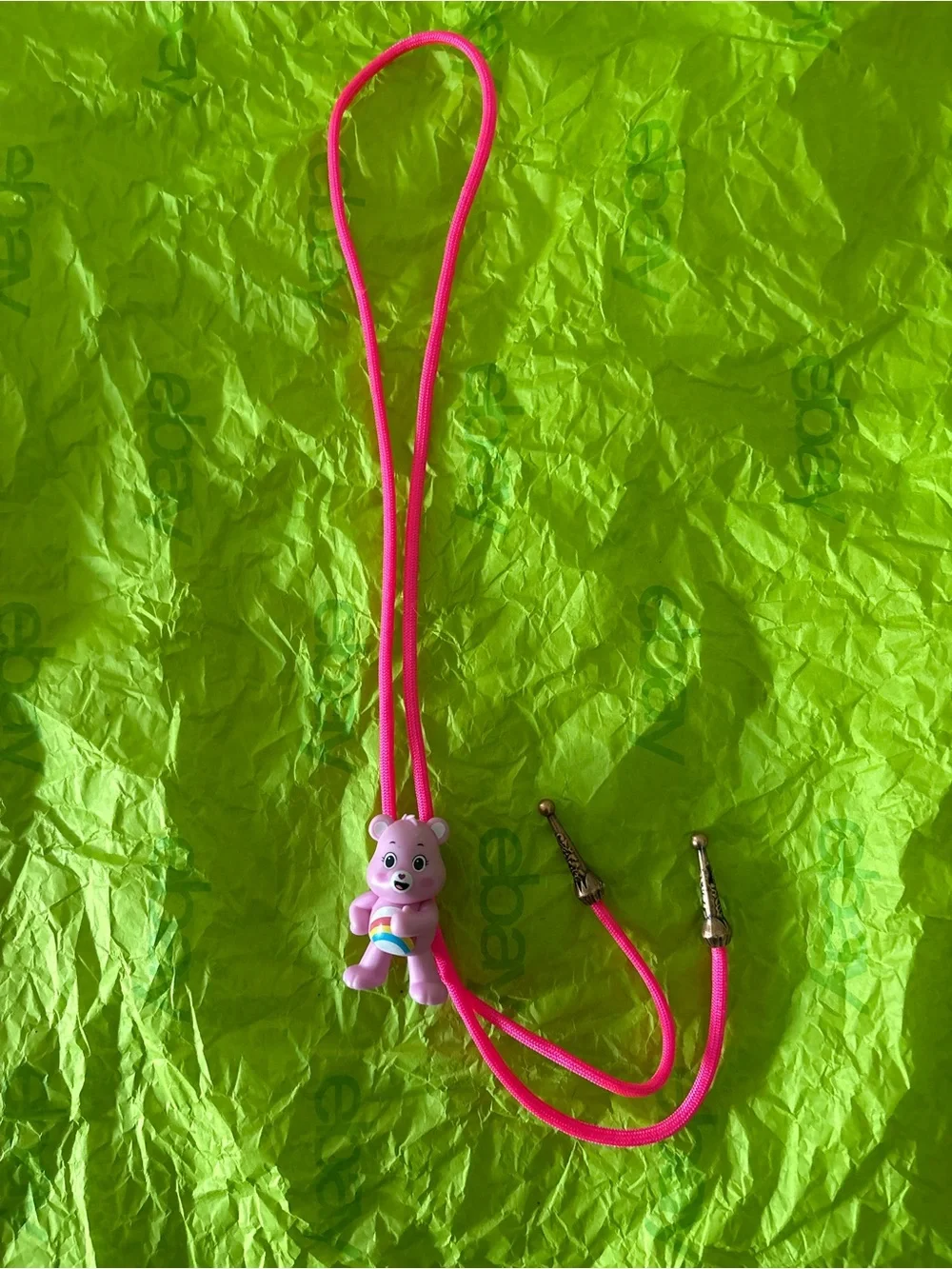 Pink Rainbow Bear Bolo Tie